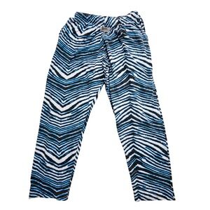 Zubaz Mens Large Blue Black Zebra Print Athletic Lounge Pants Relaxed Fit Retro